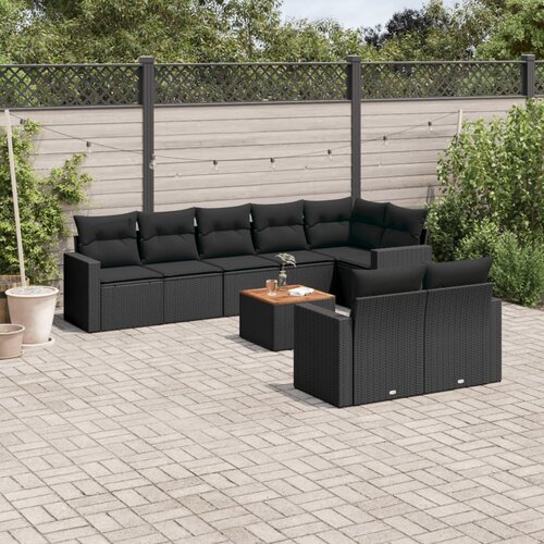 vidaXL 9-dijelni set vrtnih sofa s jastucima crni od poliratana Cijene