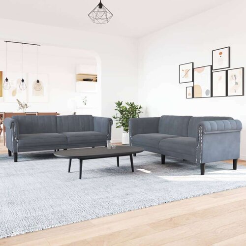  2-dijelni set sofa tamnosivi bar&amp;scaron;unasti Slike