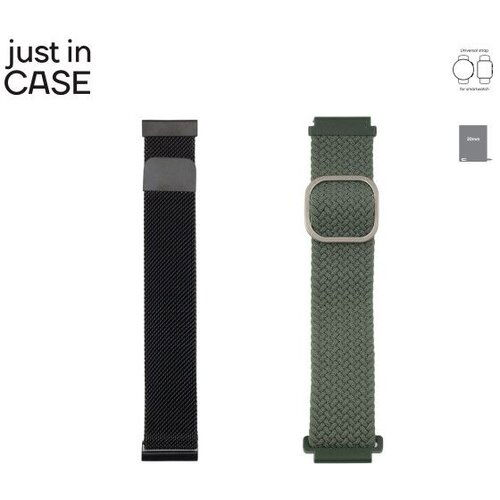 Just In Case zamenske narukvice 2u1 za pametne satove 20mm black-green Slike