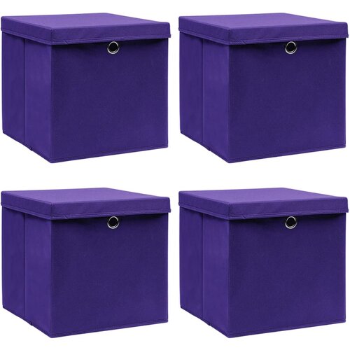 VidaXL &amp;Scaron;katle s pokrovi 4 kosi 28x28x28 cm vijolične Slike