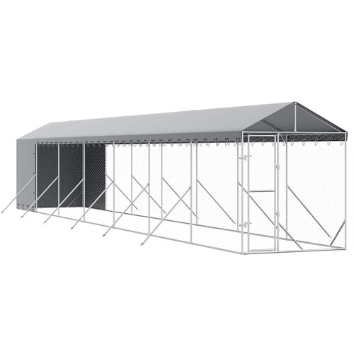 Vanjski kavez za pse s krovom srebrni 2x14x2,5m pocinčani čelik Slike