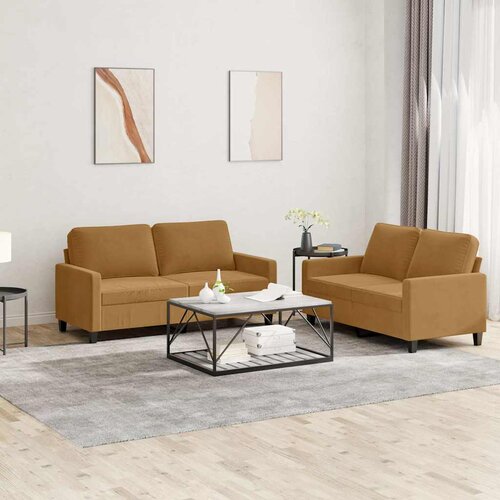 2-dijelni set sofa s jastucima smeđi baršunasti Cene