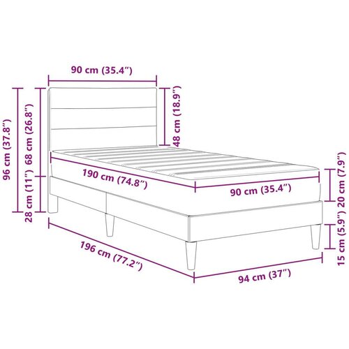  Okvir za krevet Svijetlo siva 90 x 190 cm Poliester - Svjetlosiva 90 x 190 cm Slike