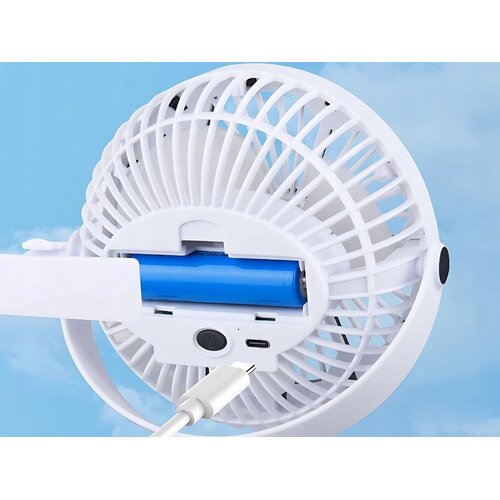  baterija. LED ventilator od 1200 mAh s usb spojnicom bijeli Slike