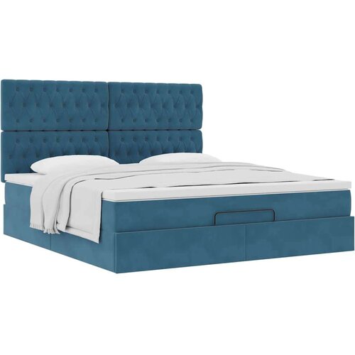 VidaXL otomanski okvir kreveta s madracima plavi 180x200cm bar&amp;scaron;unasti Slike