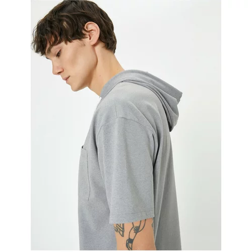 Koton Hooded T-Shirt Pocket Detailed Short Sleeve Relaxed Fit
