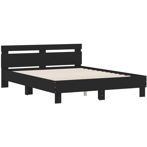  Okvir za krevet s uzglavljem i LED crni 140 x 200 cm Slike