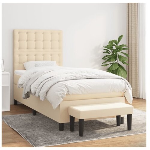 vidaXL Krevet s oprugama i madracem krem 90 x 190 cm od tkanine Cijene