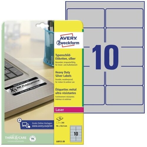Avery Zweckform Zelo odporne etikete iz metaliziranega poliestra, srebrne 96 x 50,80 mm Cene