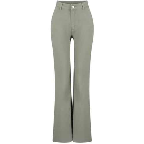 Trendyol Khaki Pocket Detailed High Waist Wide Leg Jeans