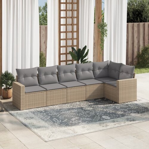 vidaXL 6-dijelni set vrtnih sofa s jastucima bež od poliratana Cijene