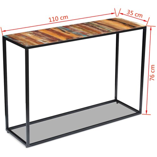  Konzolni stol od masivnog obnovljenog drva 110 x 35 x 76 cm Slike