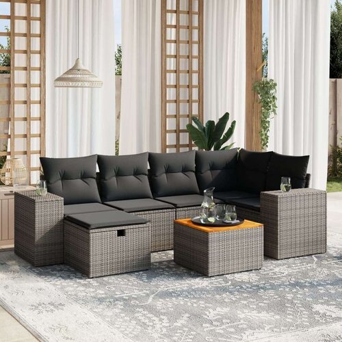  7-dijelni set vrtnih sofa sivi od poliratana Cijene