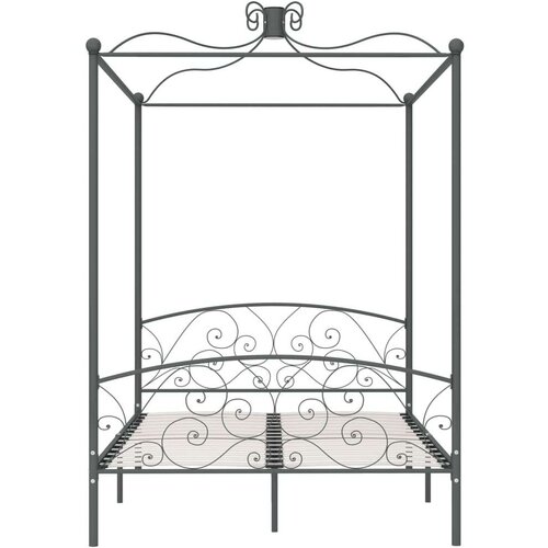 VidaXL okvir za krevet s nadstre&amp;scaron;nicom sivi metalni 140 x 200 cm Slike