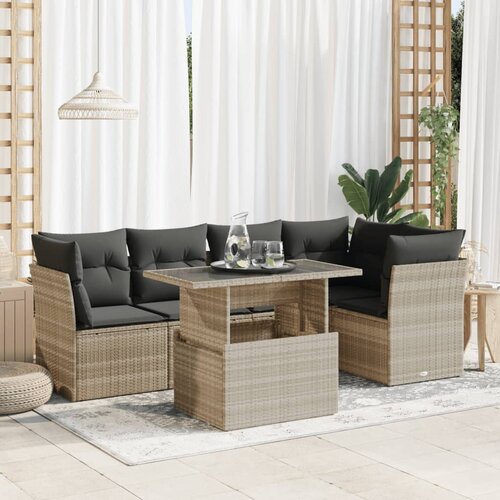 vidaXL 6-dijelni set vrtnih sofa od poliratana s jastucima svjetlosivi Cijene