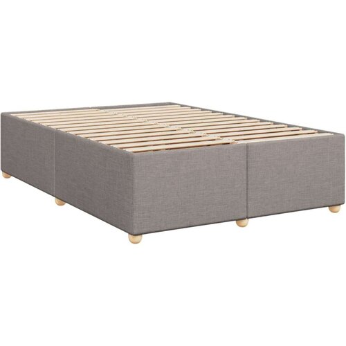  Krevet s oprugama i madracem smeđesivi 140 x 190 cm od tkanine Slike