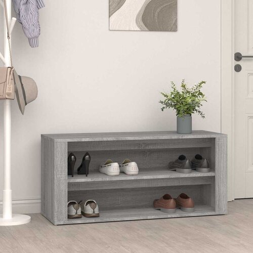  Stalak za cipele boja betona 100x35x45 cm konstruirano drvo Cijene