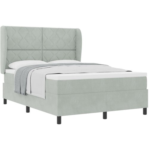 vidaXL Box Spring Krevet s Madracem Svjetlosiva 140x190 cm Baršun Cene