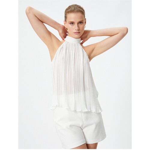 Koton Chiffon blouse Halter Neck Pleated Sleeveless Slike