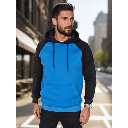 DStreet Bluza męska basic z kapturem niebieska Slike