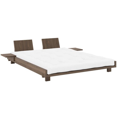 Karup Design Rjava zakonska postelja iz masivnega bora z letvenim dnom 160x200 cm Social &amp;ndash; Slike