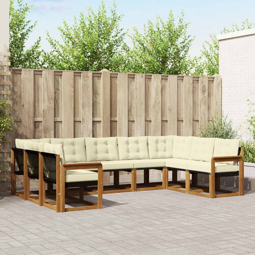  Set vanjskih sofa 9 pcs Prirodna i krem Čvrsto drvo akacije Cene