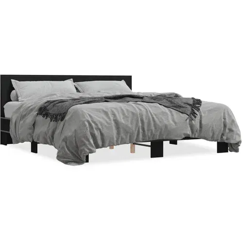  Okvir za krevet crni 200 x 200 cm konstruirano drvo i metal
