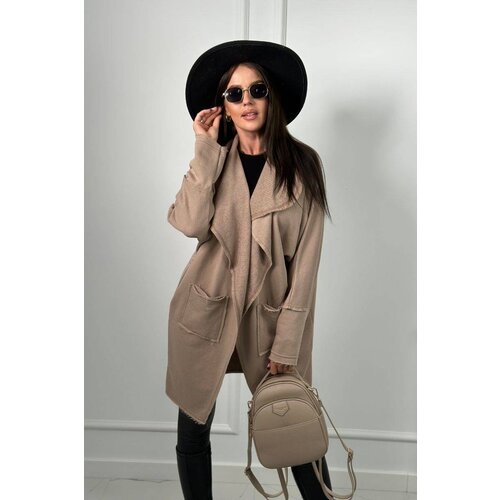 Kesi Cape with pockets dark beige Slike