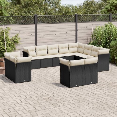  12-dijelni set vrtnih sofa od poliratana s jastucima crni Cene