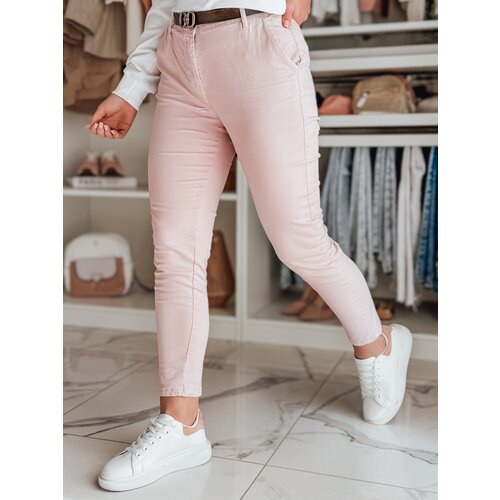 DStreet Spodnie damskie slim fit z paskiem LINESKA r&amp;oacute;żowe Slike
