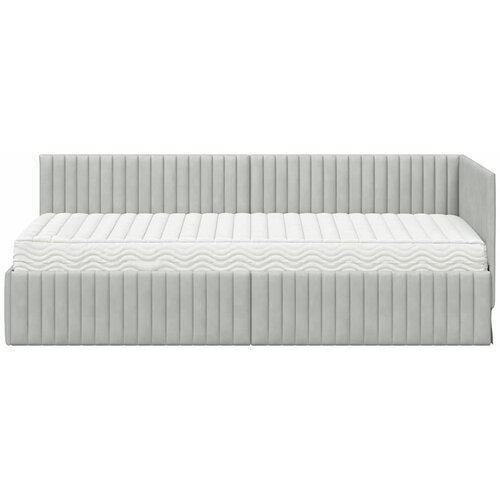  Kutni krevetni okvir s madracem 2 pcs Svjetlosiva Bar&amp;scaron;un Slike