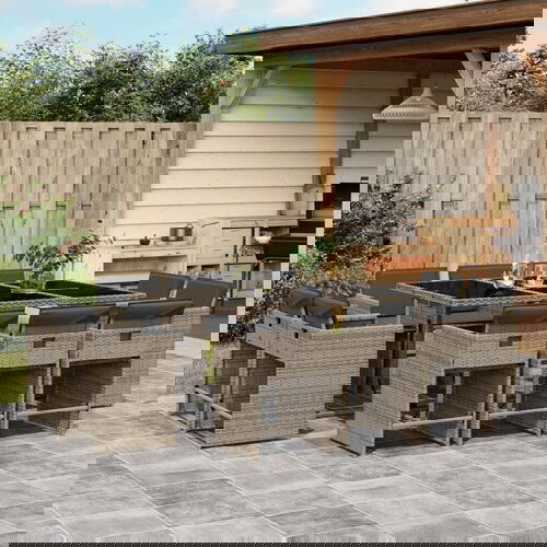 vidaXL 11-dijelni vrtni blagovaonski set s jastucima poliratan sivi Cijene