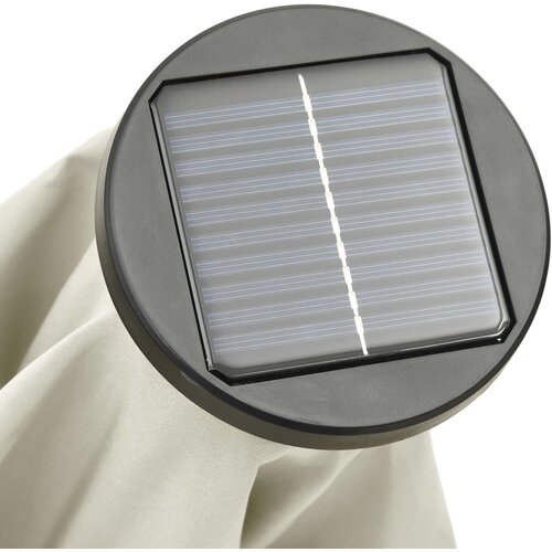  Vrtni suncobran LED boja pijeska 200 x 211 cm aluminijski Slike