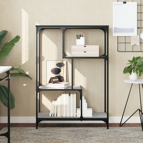 VidaXL Knjižna polica siva sonoma 81x36x115 cm inž. les in železo Slike