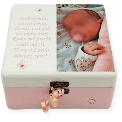  Personalizirane &scaron;katle s fotografijami &ndash; Darilo za krst ali rojstni dan - 16x16x10cm - 1915 Cene
