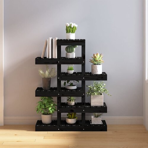 vidaXL Stalak za biljke crna 85 x 25 x 109,5 cm od masivne borovine Cijene
