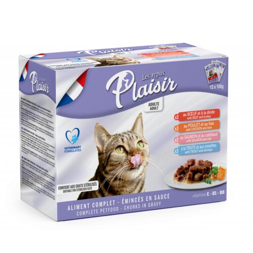 Plaisir cat adult multipack 12x100g Cene