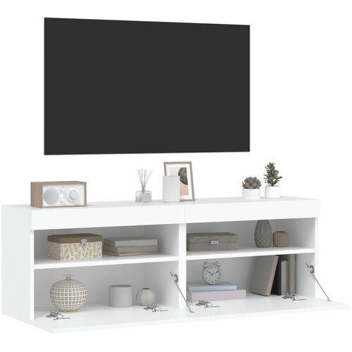  Zidni TV ormarići s LED svjetlima 2 kom bijeli 60x30x40 cm Slike