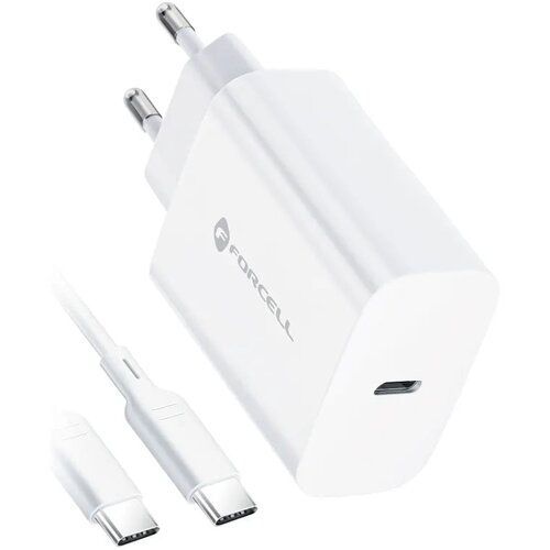 Forcell Putni punjač s USB C utičnicom i Type C kabelom - 3A 25W s PD i QC 4.0 funkcijom Slike