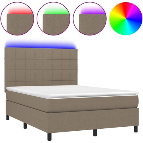 VidaXL Box spring postelja z vzmetnico LED taupe 140x190 cm blago, (20899021) Slike