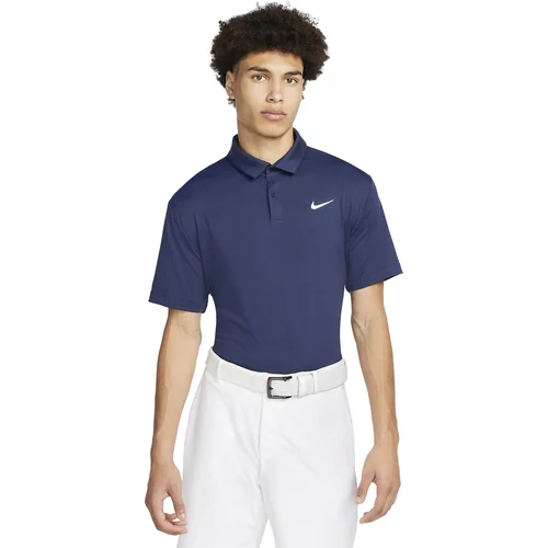 Nike Dri-Fit Tour Mens Solid Golf Polo Midnight Navy/White L