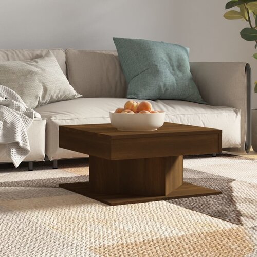 VidaXL Klubska mizica rjavi hrast 57x57x30 cm konstruiran les Slike