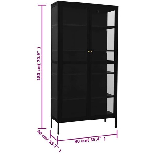 VidaXL Ormarić za izlaganje crni 90x40x180 cm čelik i kaljeno staklo Slike