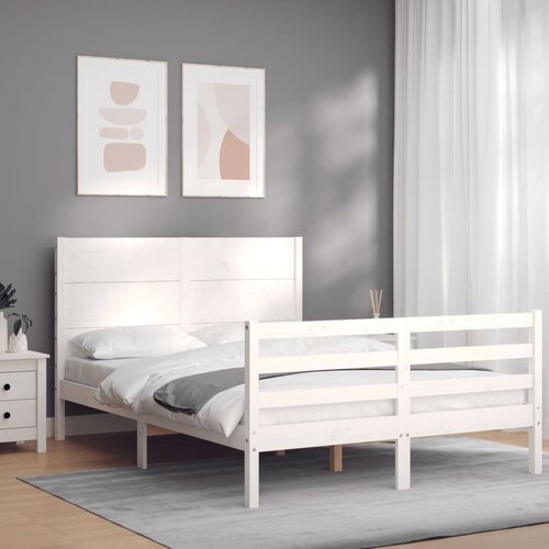vidaXL Okvir za krevet s uzglavljem bijeli 140x200 cm od masivnog drva Cijene