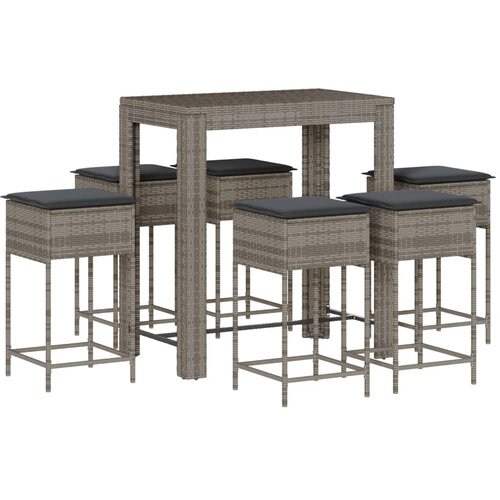  7-dijelni vrtni barski set s jastucima sivi od poliratana Siva 100 x 60.5 x 110.5 cm Slike