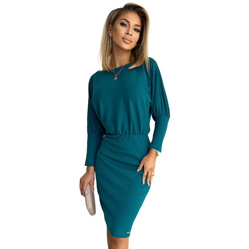 NUMOCO 399-1 LARA Striped dress with cuffs in the sleeves - sea color Slike