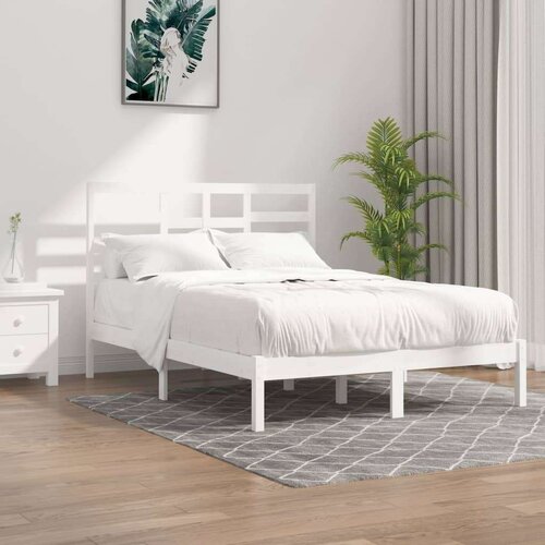  Posteljni okvir bel iz trdnega lesa 120x190 cm 4FT, (20904341) Slike