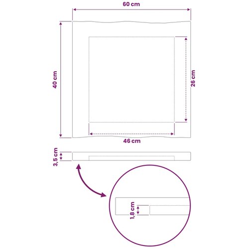  Pravokutni stolni vrh 60 x 40 x 3 cm Pravokutni - Bijela 90 x 55 x 3 5 cm Živi rub 2 strane Slike