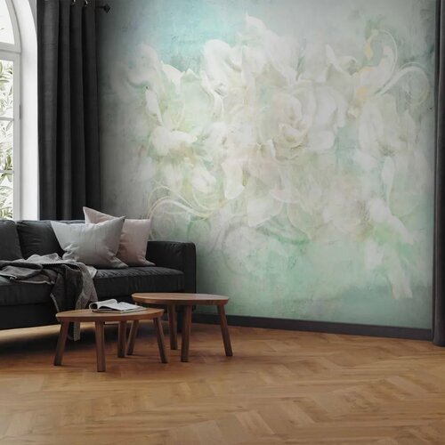  Foto tapeta - Blossoming among pastels - abstract with floral motif and patterns 400x280 Cene