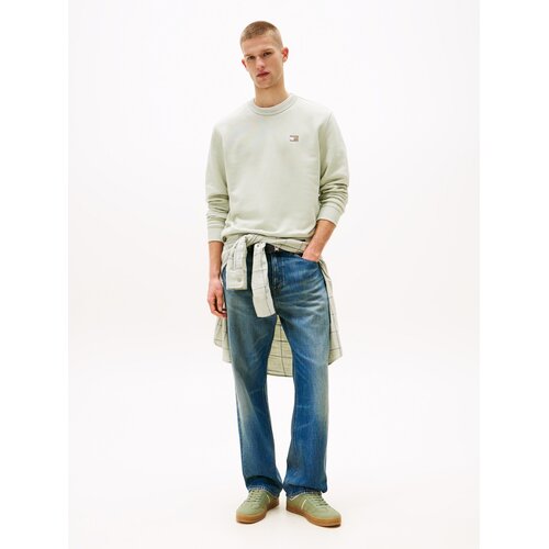 Tommy Jeans Sweater majica maslinasta / svijetlozelena / bijela Slike
